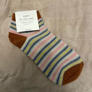 LOFT Striped Sparkle Ankle Socks